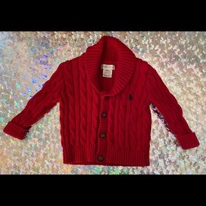 Red Ralph Lauren Cable Sweater! 9-12 months!
